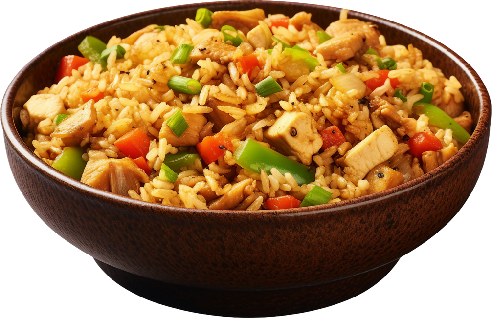 Chicken fried rice. isolated object, transparent background